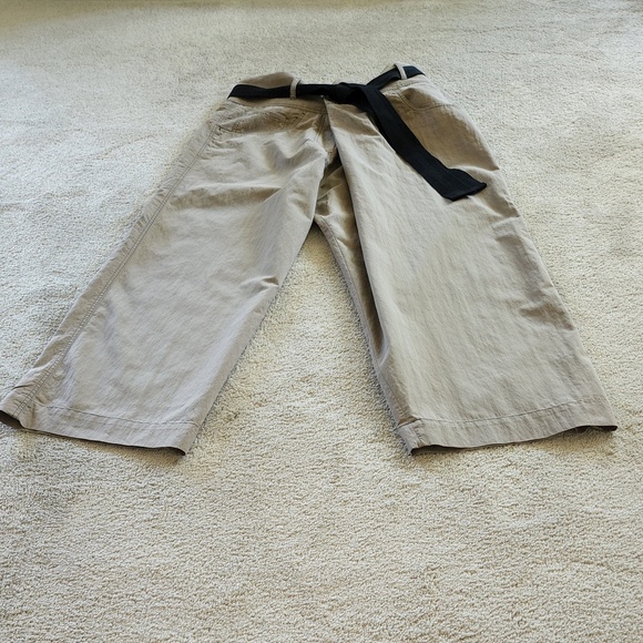 Brunello Cuccinelli wide leg beige high waist criss cross waist pants Sz 6 - Picture 7 of 11